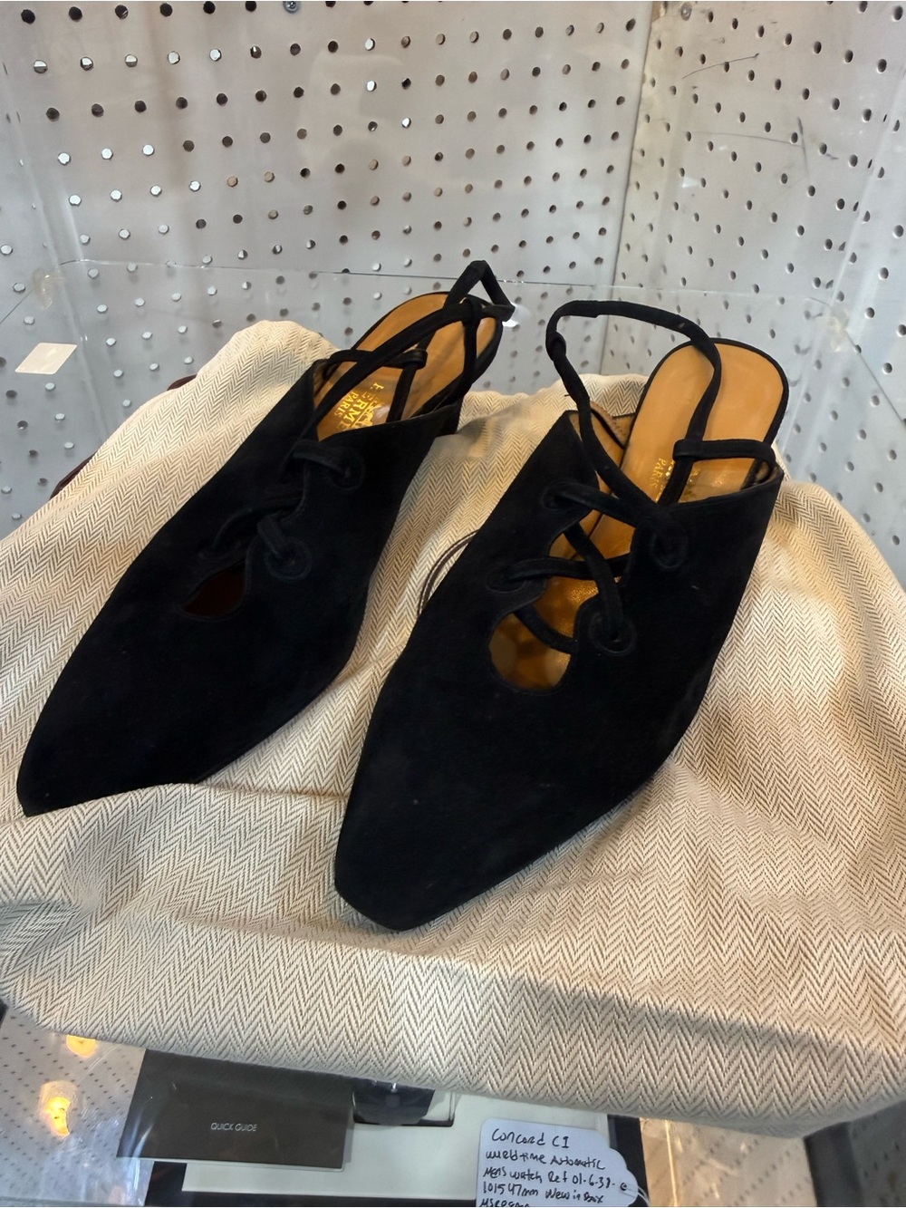 hermes France vintage Black Suede Heels Size 38.5 Made In Italy